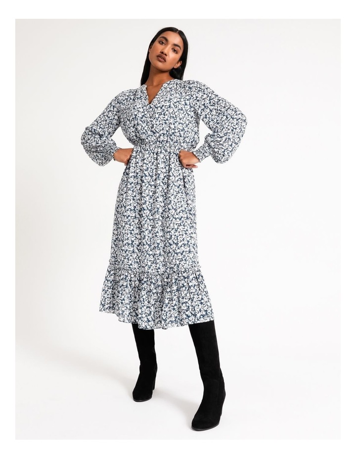 Georgette Midi Dress Speckle Blues