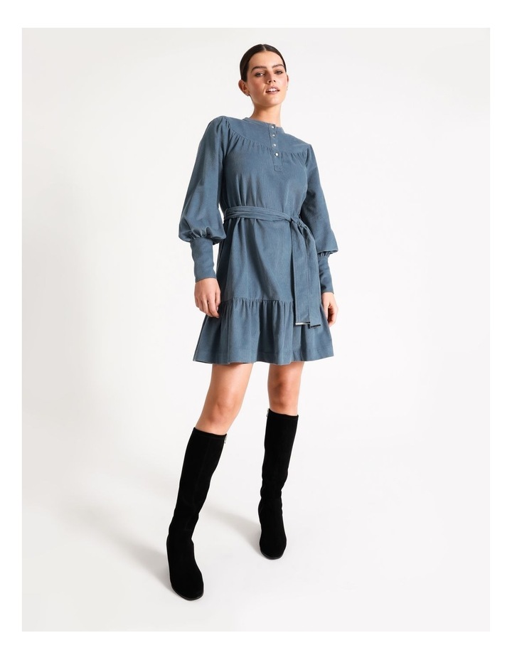 Cord Tiered Mini Dress Winter Blue