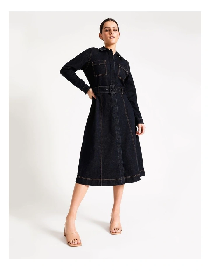 denim midi dress
