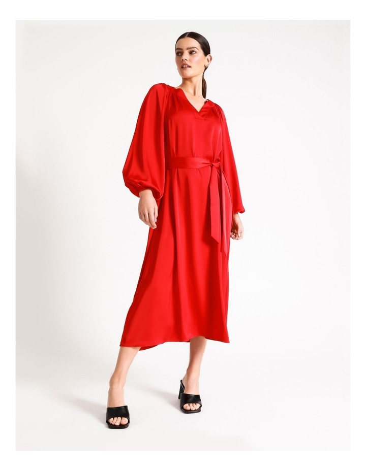 V-Neck Midi Dress in Red