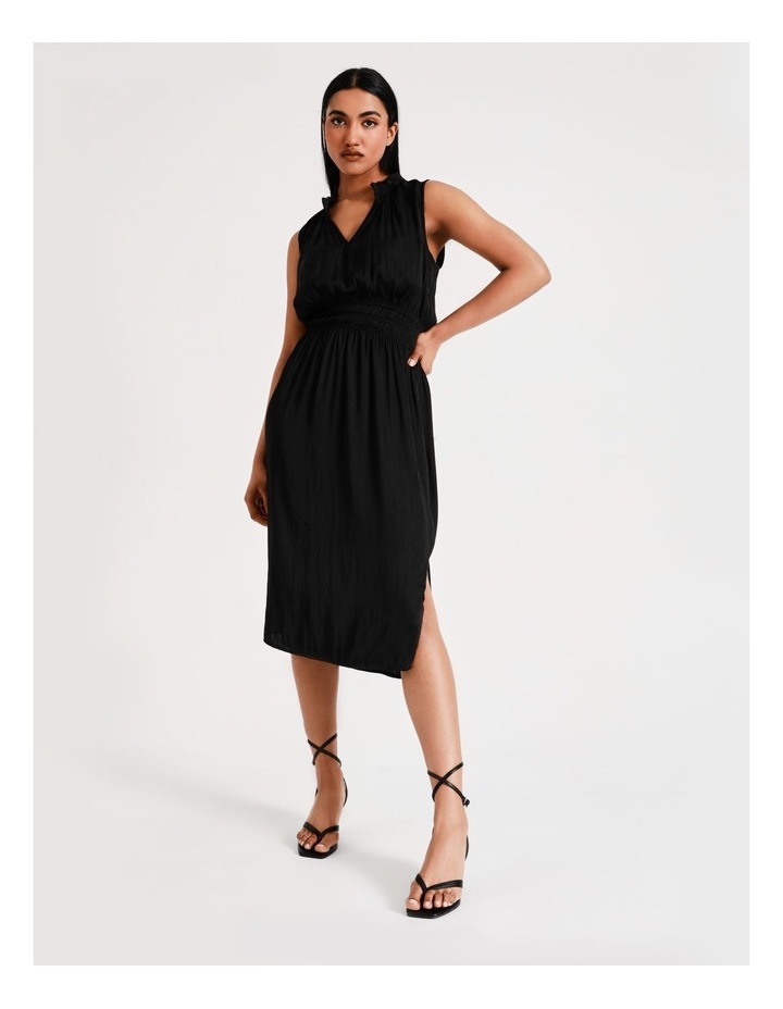 Shirred Waist Recycled Blend Midi Dress In