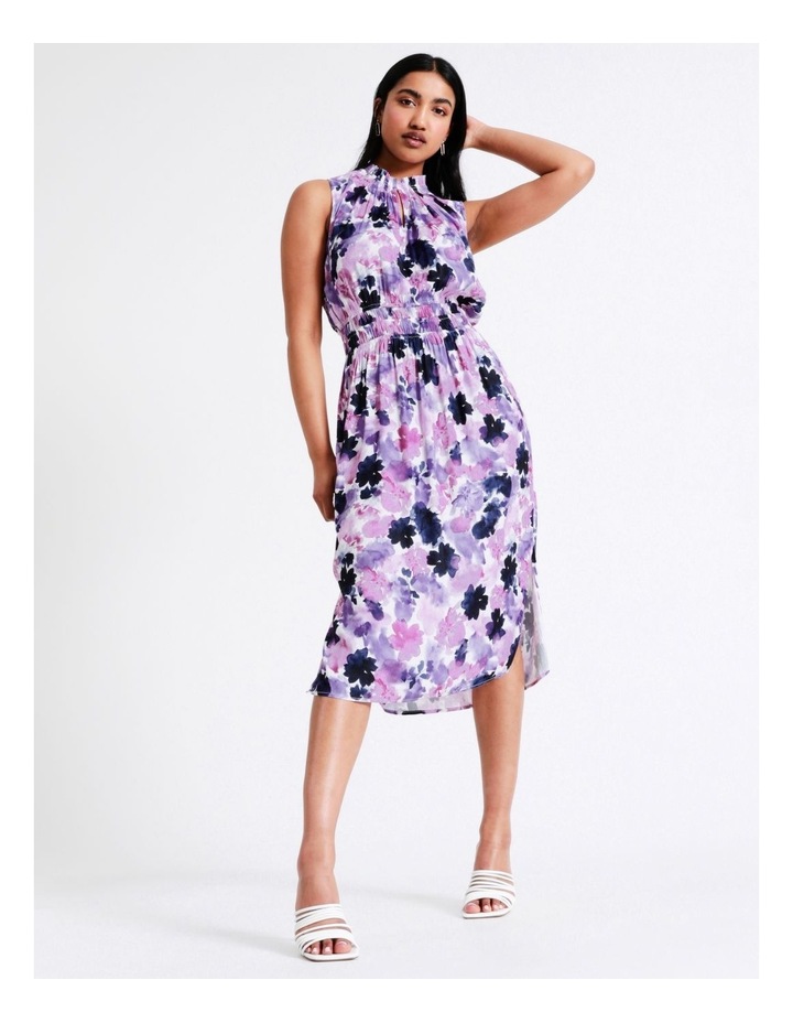 Shirred Waist Recycled Blend Midi Dress in Multi