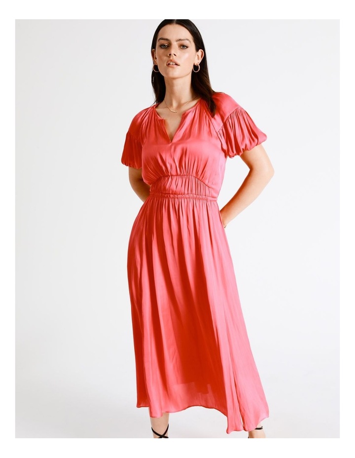 Waist Detail Bruised Poly Midi Dress in