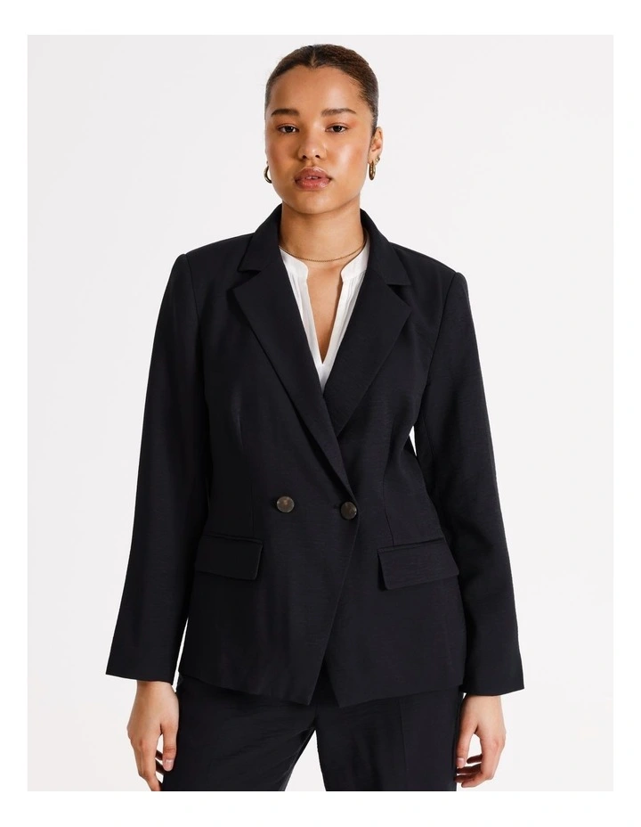 Double Breasted Cutaway Blazer in Navy image 1
