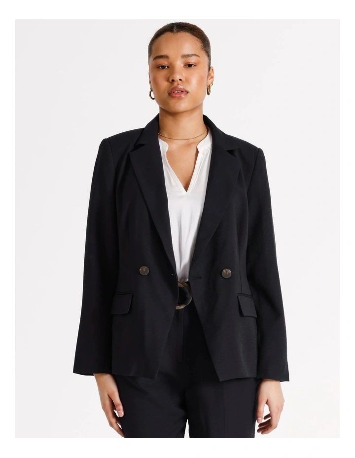 Double Breasted Cutaway Blazer in Navy image 4