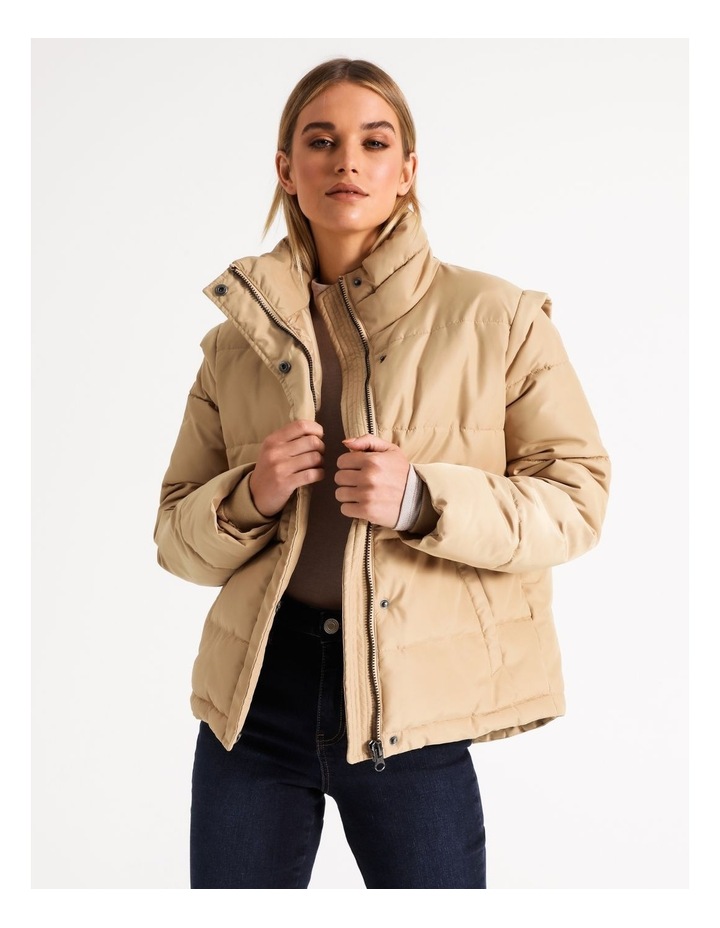 stone zip front cropped puffer jacket