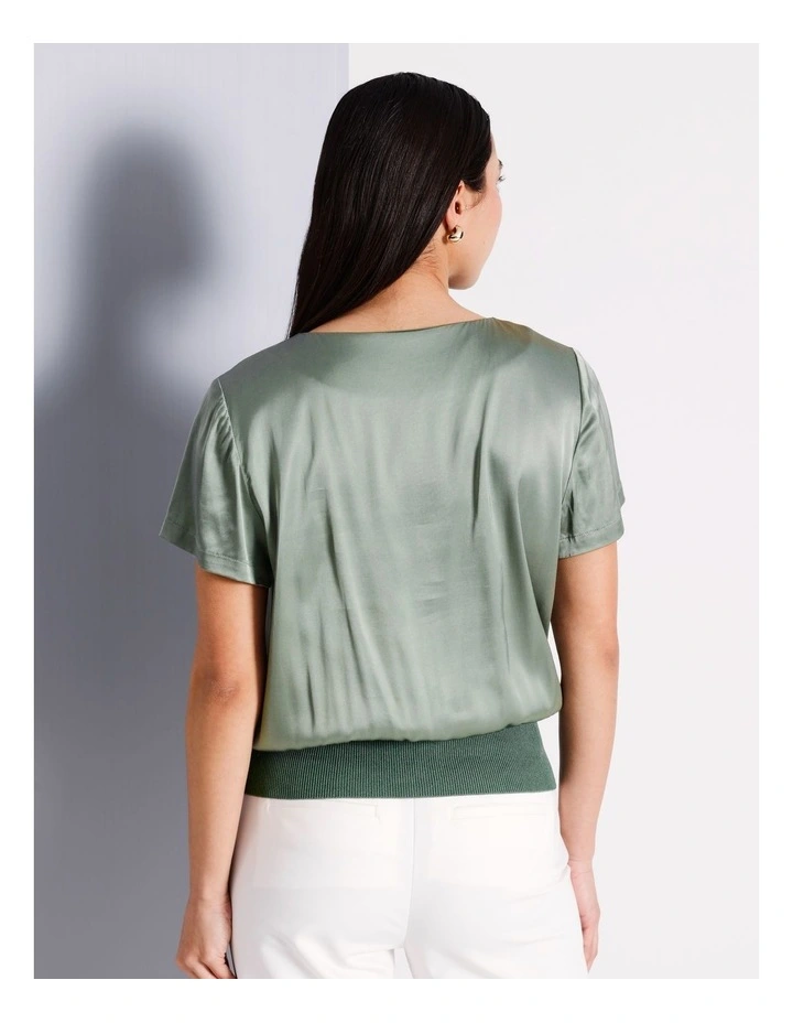 Satin Elastic Waist Tee in Sage image 6
