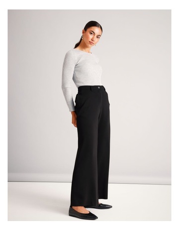 Wide Leg Suit Pant in Black