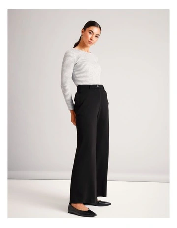 Wide Leg Suit Pant in Black