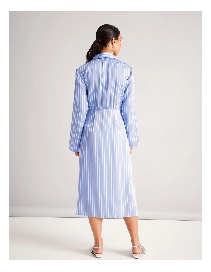 Lyocell Tie Waist Shirt Dress in Cornflower image 6