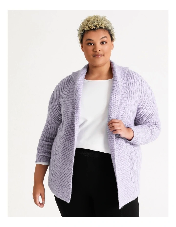 Basque Relaxed Longline Cardigan Dusty Violet Myer