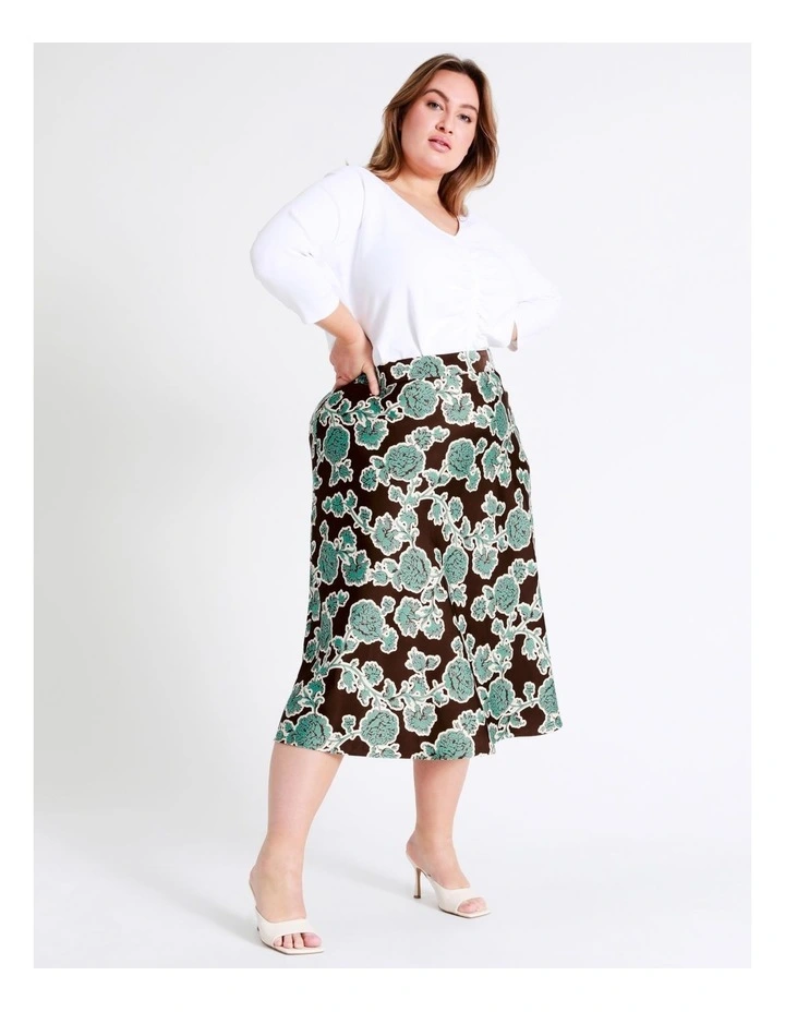 Basque Satin Bias Midi Skirt In Multi MYER