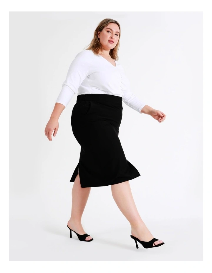 Split Suit Skirt in Black image 3
