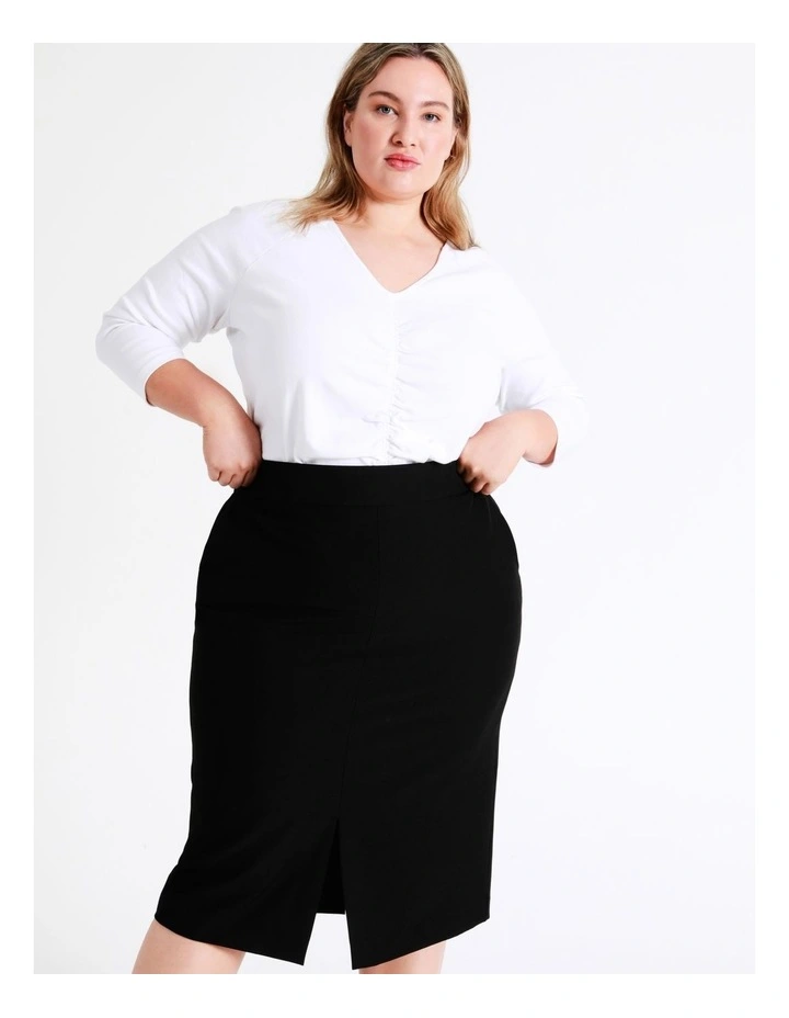 Split Suit Skirt in Black image 4