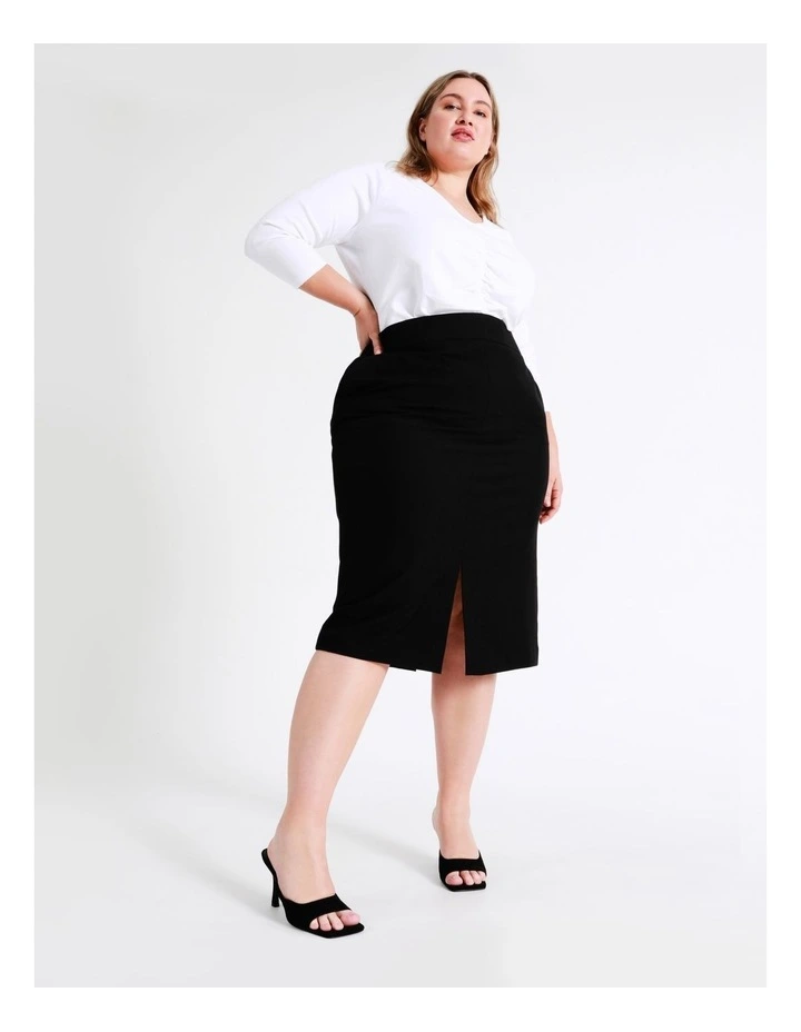 Split Suit Skirt in Black image 5