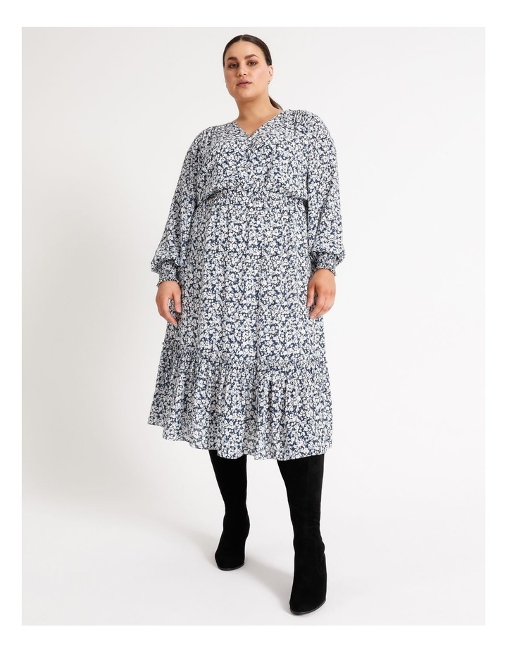 Georgette Midi Dress Speckle Blues