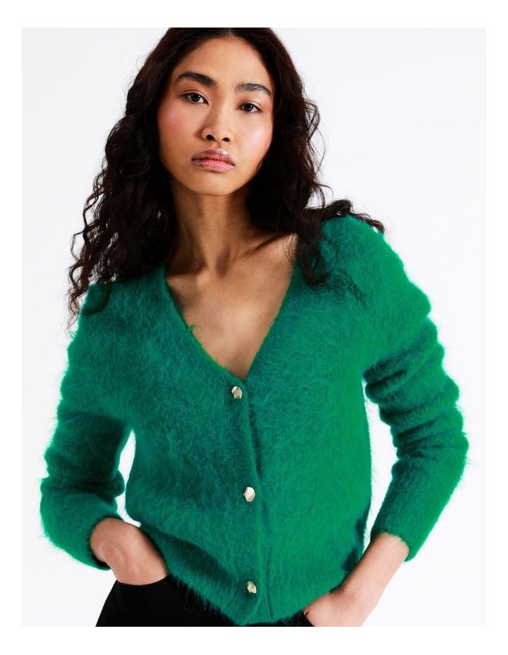 Piper Fluffy Cardigan In Green | MYER