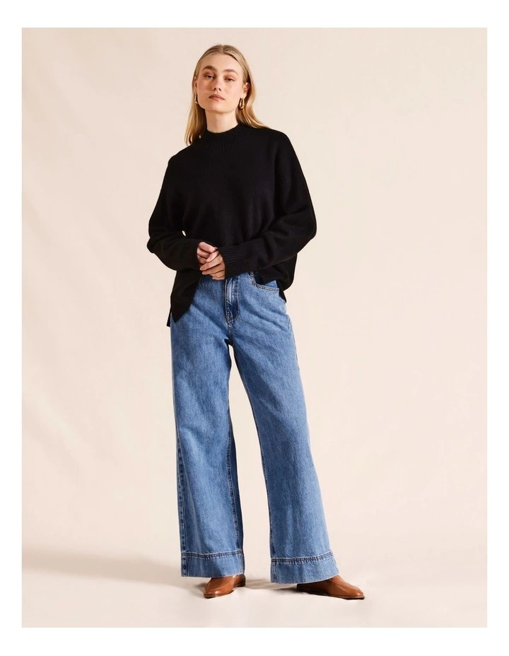 Mock Neck Jumper in Black image 1