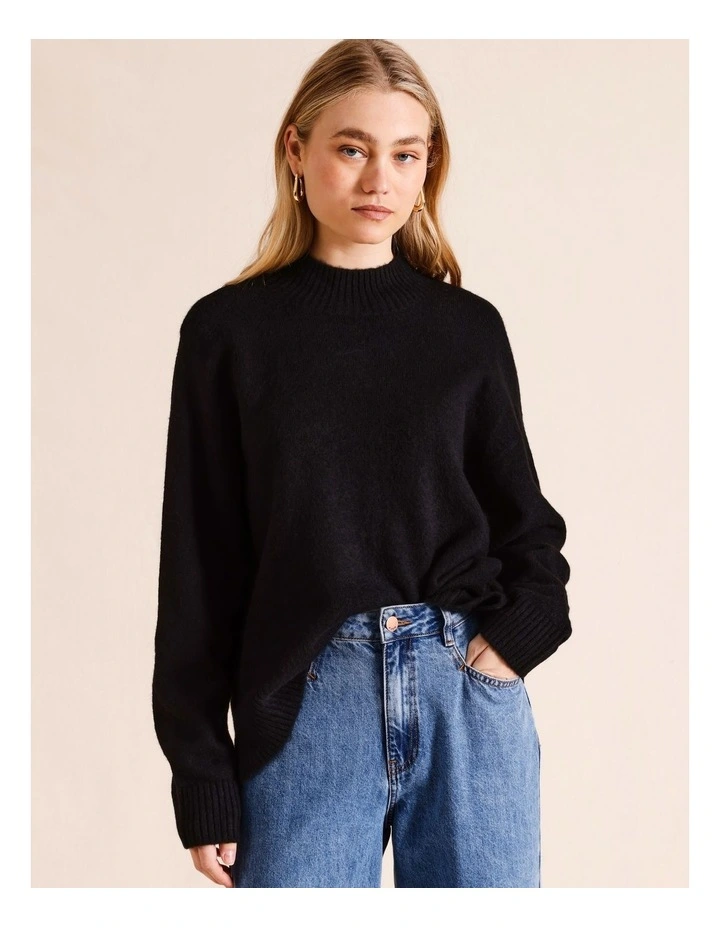 Mock Neck Jumper in Black image 2