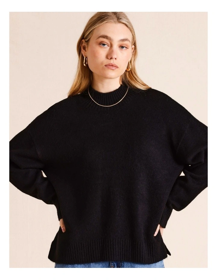 Mock Neck Jumper in Black image 3