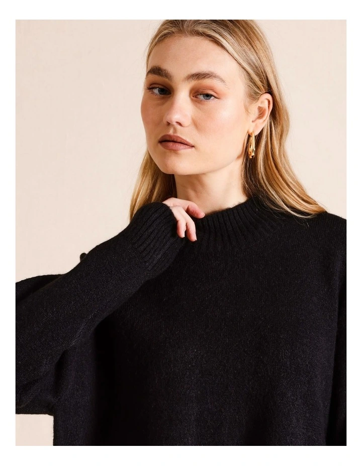 Mock Neck Jumper in Black image 4