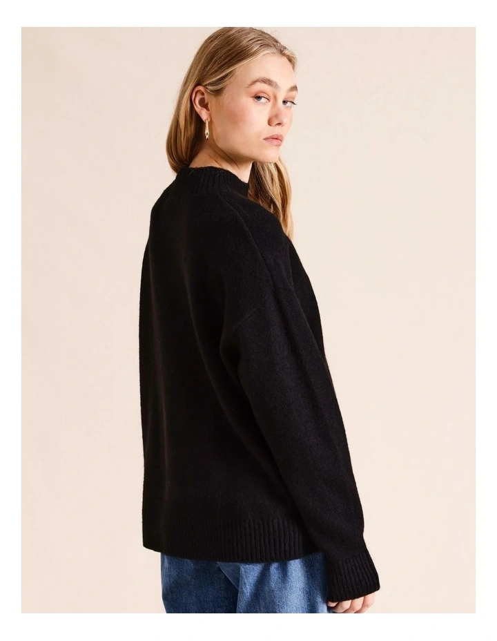 Mock Neck Jumper in Black image 5
