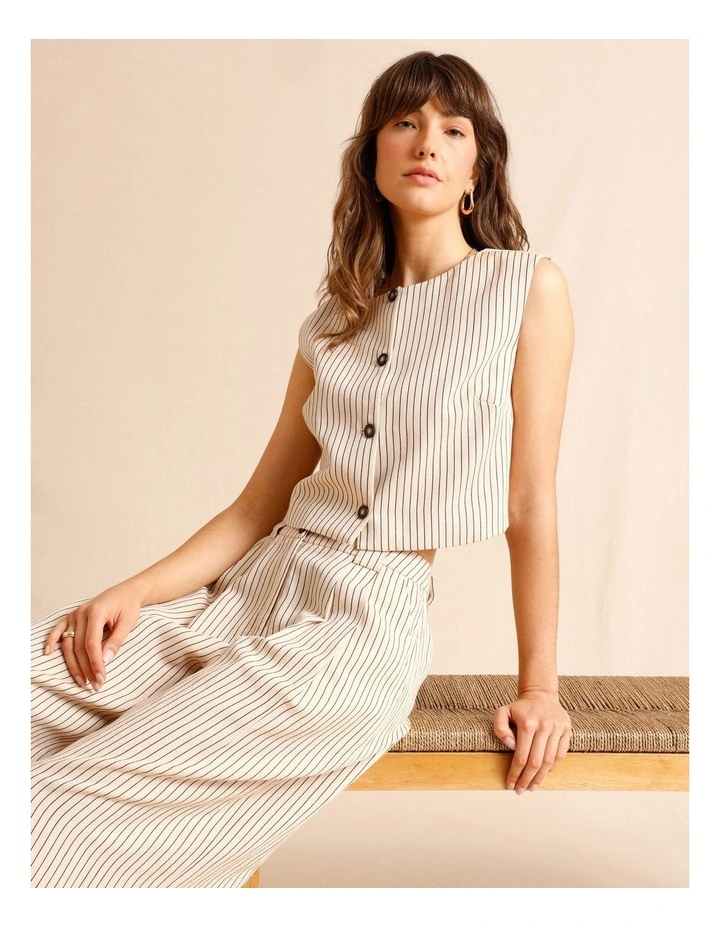 Lyocell Linen Blend Button Front Vest in Assorted image 1