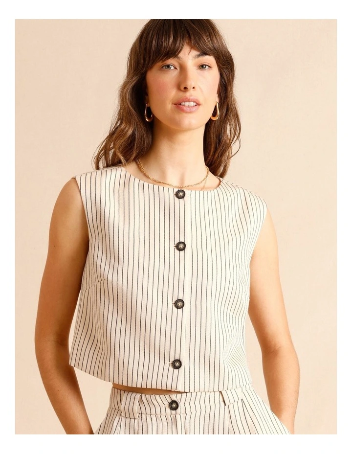 Lyocell Linen Blend Button Front Vest in Assorted image 2