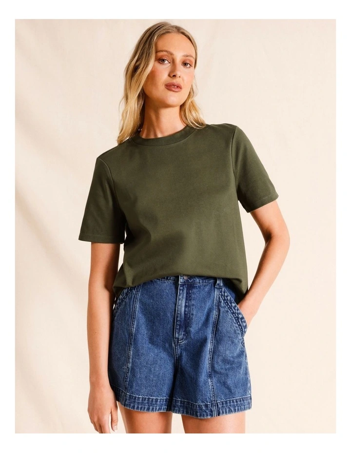 Organic Cotton Boyfriend Tee in Khaki image 1