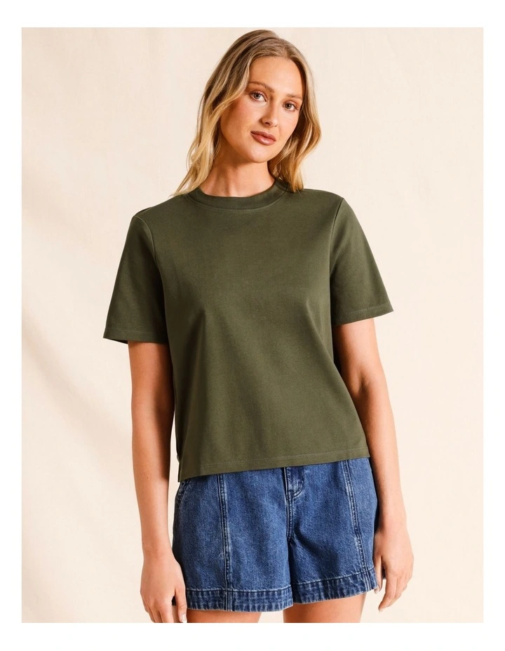 Organic Cotton Boyfriend Tee in Khaki image 4