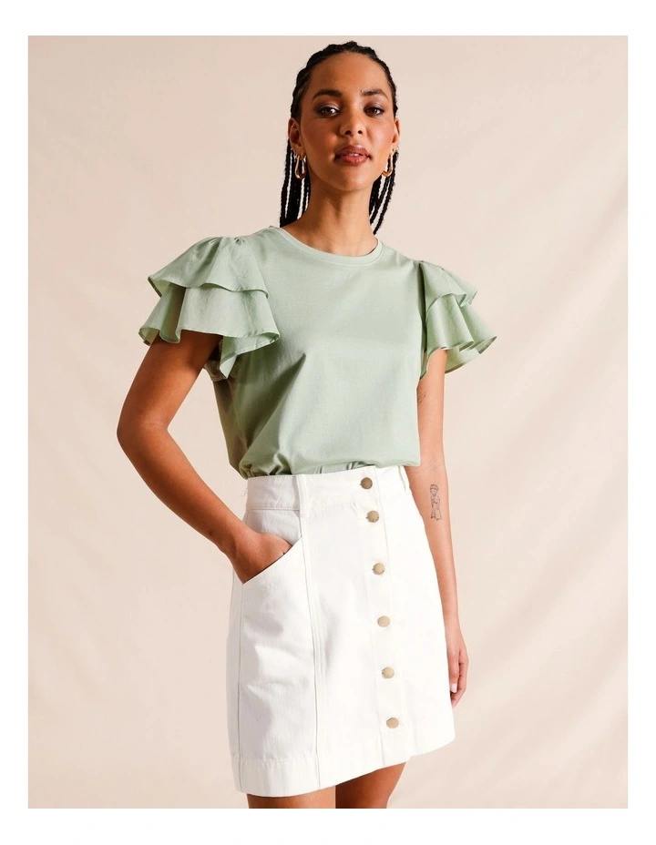 Flutter Sleeve Tee in Sage image 3