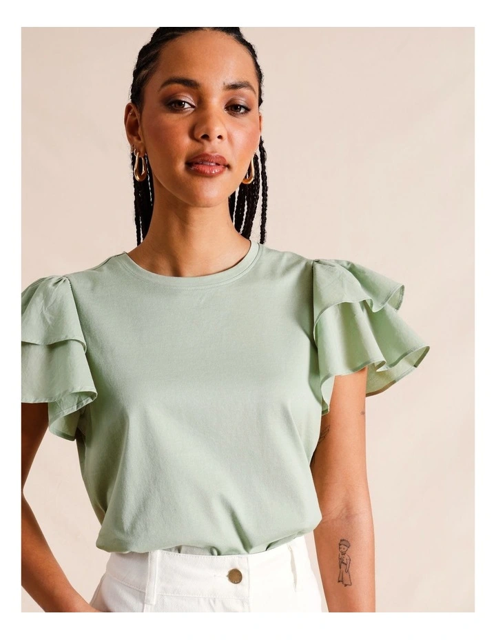 Flutter Sleeve Tee in Sage image 7