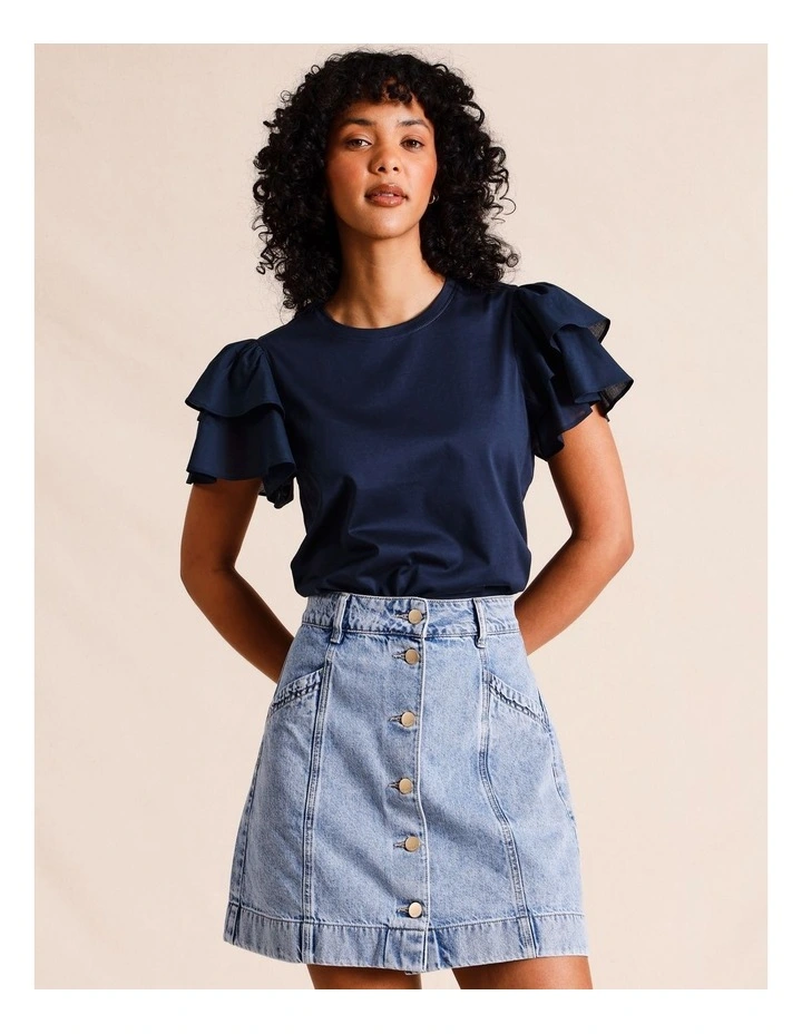 Flutter Sleeve Tee in Navy image 1