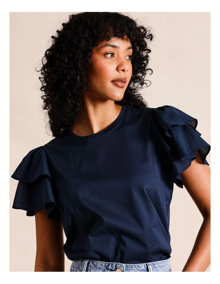 Flutter Sleeve Tee in Navy image 2