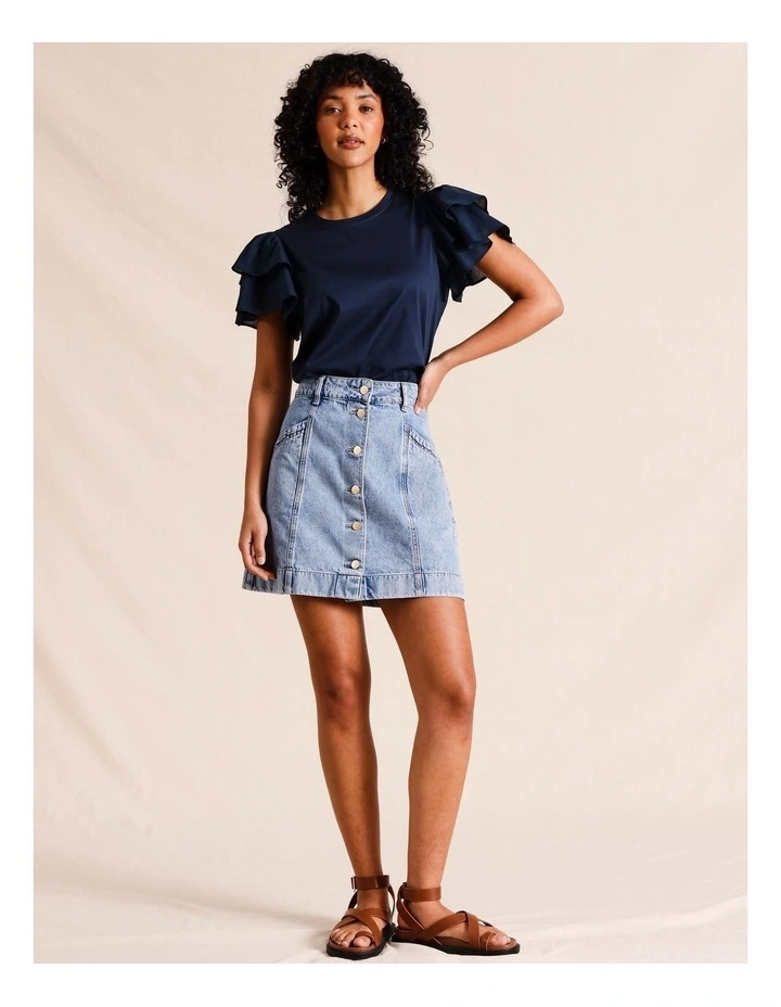 Flutter Sleeve Tee in Navy image 4