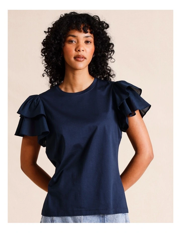 Flutter Sleeve Tee in Navy image 5