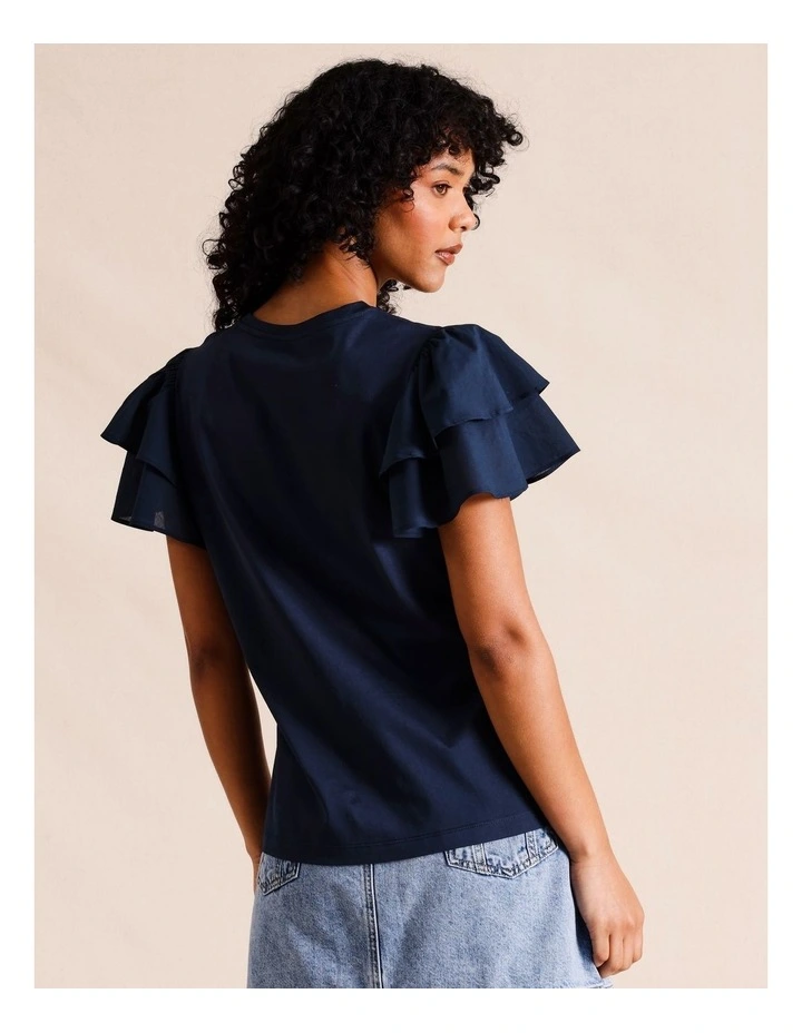 Flutter Sleeve Tee in Navy image 6