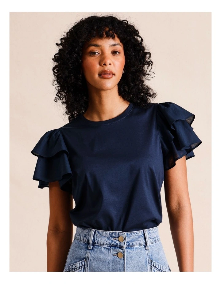 Flutter Sleeve Tee in Navy image 7
