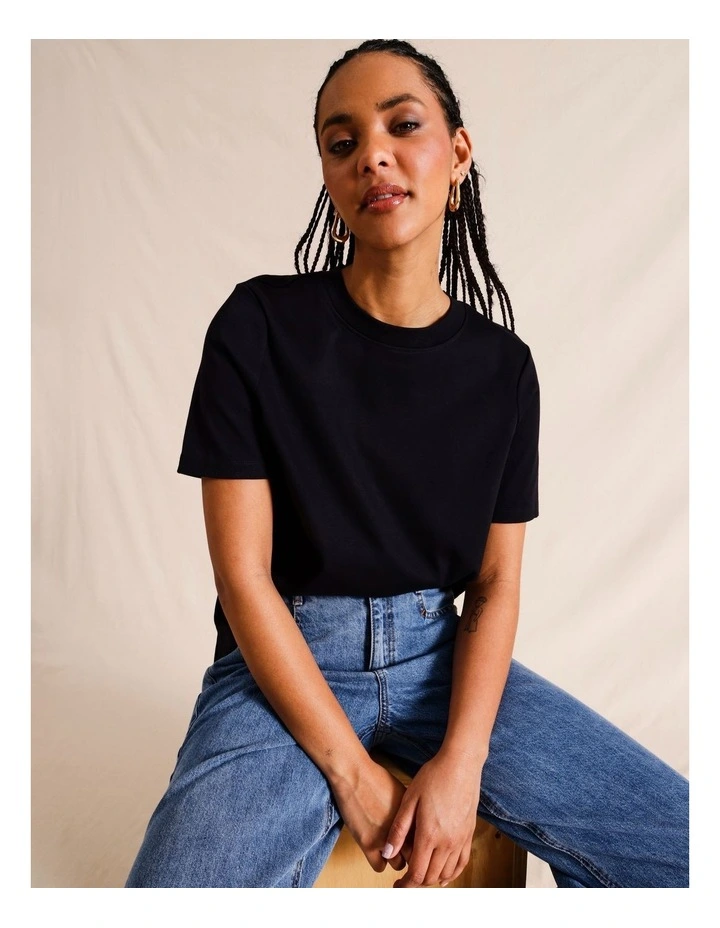 Piper Organic Cotton Boyfriend Tee in Black MYER