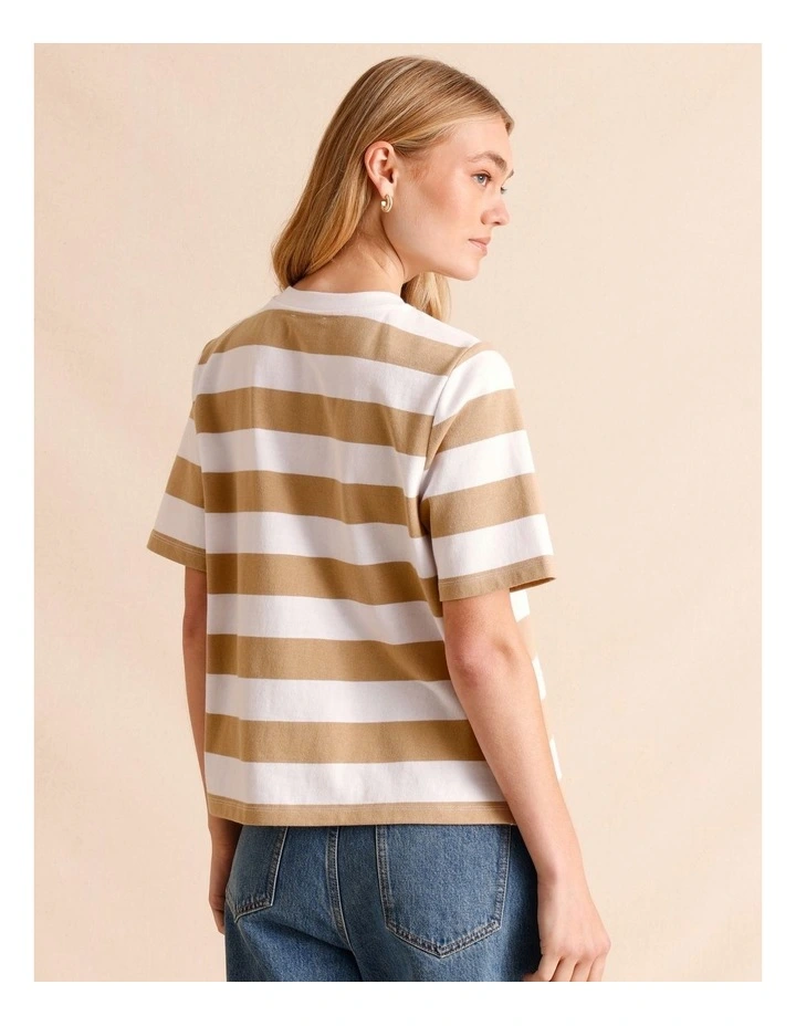 Button Up Shoulder Short Sleeve Tee in Beige image 6