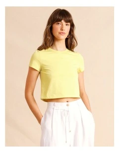 Organic Cotton Cropped Baby Tee in Lime