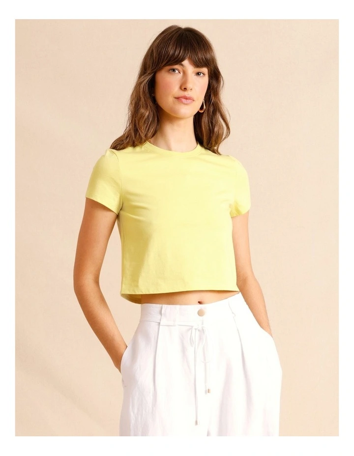 Organic Cotton Cropped Baby Tee in Lime image 1