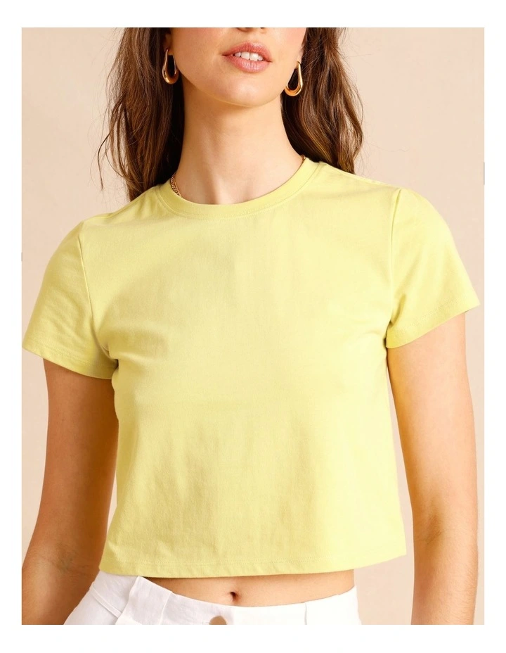 Organic Cotton Cropped Baby Tee in Lime image 3