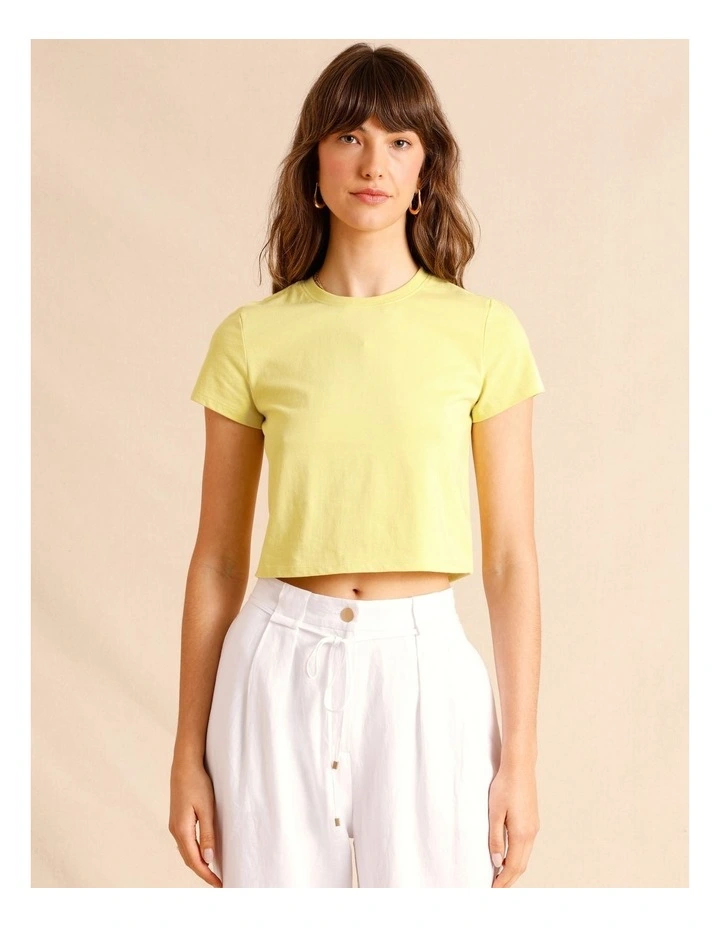 Organic Cotton Cropped Baby Tee in Lime image 4