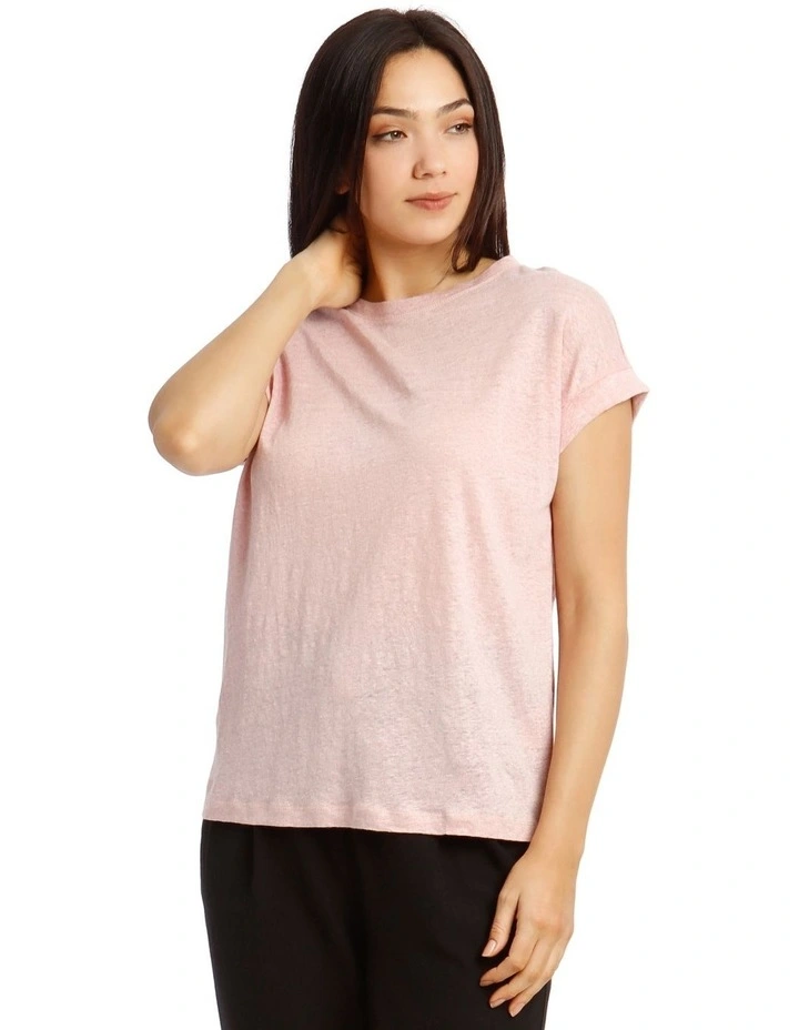 Linen T-Shirt With Cuffed Sleeves image 1