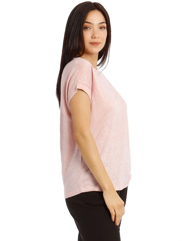 Linen T-Shirt With Cuffed Sleeves image 2
