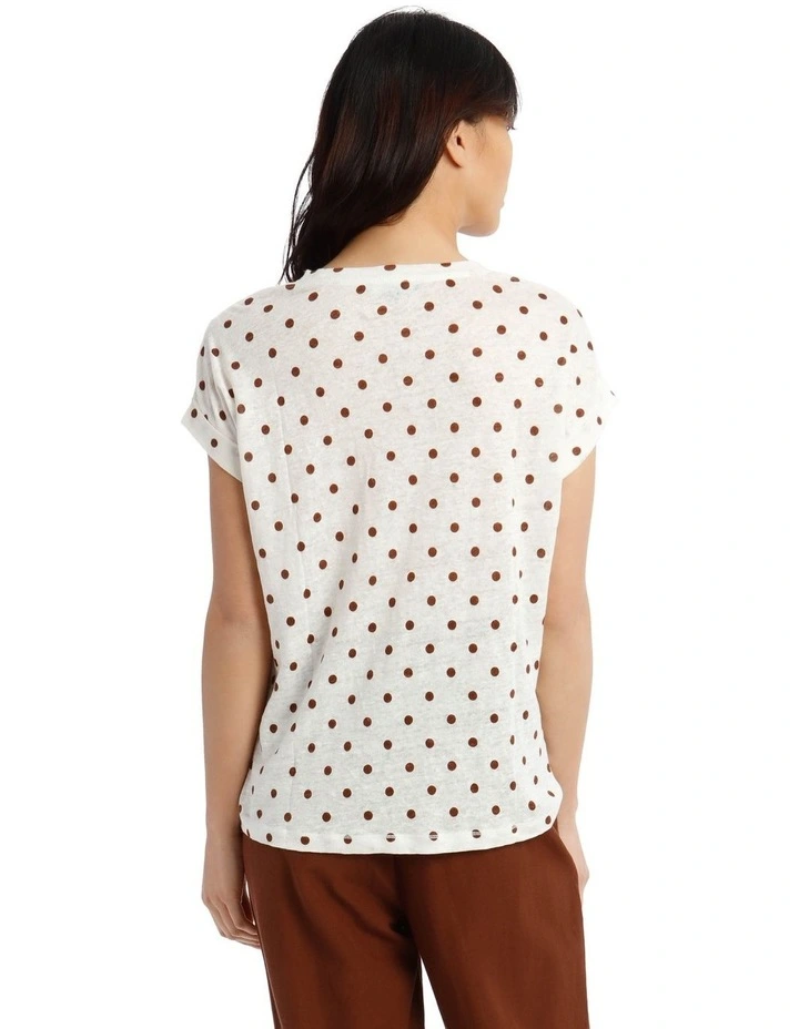 Linen Tee With Scoop Neck And Cuff Sleeve Print image 3