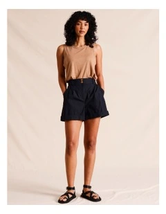 Poplin Roll Cuff Short in Black
