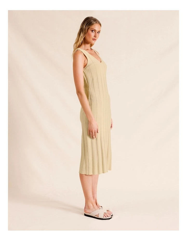 Piper Fully Fashioned Knit Rib Tank Midi Dress in Ecru MYER