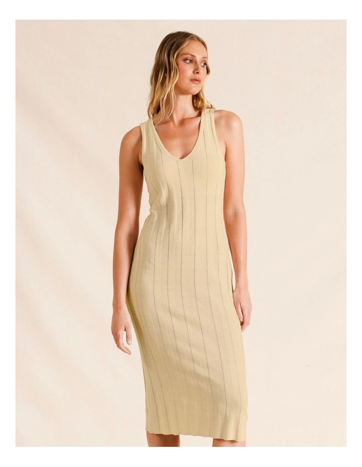 Piper Fully Fashioned Knit Rib Tank Midi Dress in Ecru MYER